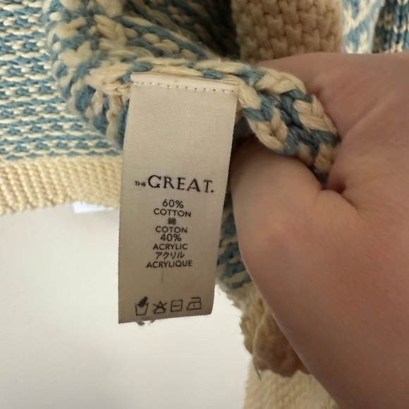 THE GREAT. The Minicheck Lodge Cardigan in Morning Sky - Picture 9 of 13